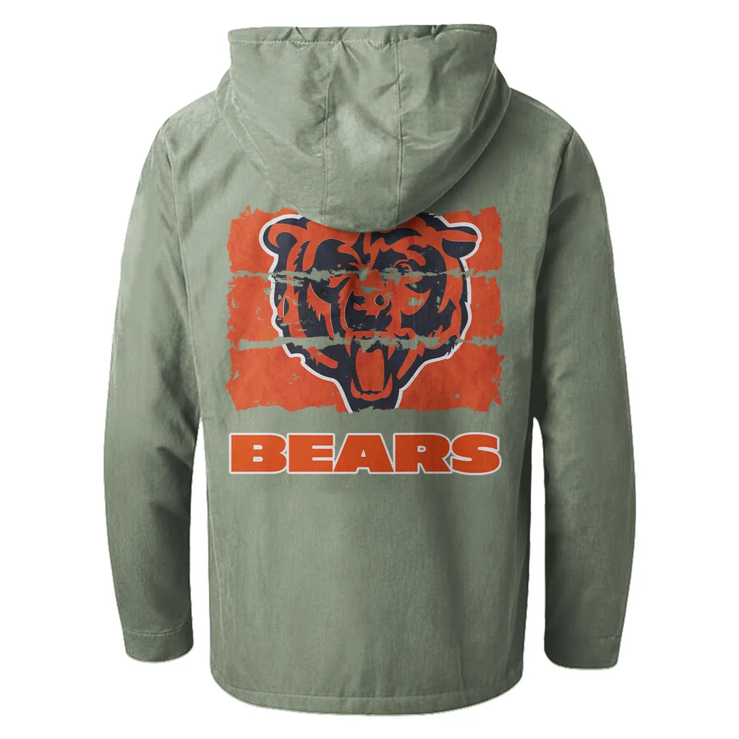 Midnight Stars Flannel Hoodie, Casual Sport Hooded Flannel HVN1460CB - Light Green - Image 3