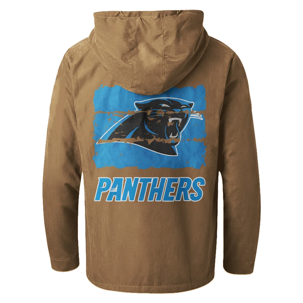 Football Panther Crew Flannel Hoodie, Team Spirit Flannel Hoodie HVN1460CP - Camel - Image 3