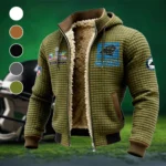 Football Panther Crew Fleece-Lined Hooded Jacket, Cross-Training Winter Layer HVN1460CP - Green