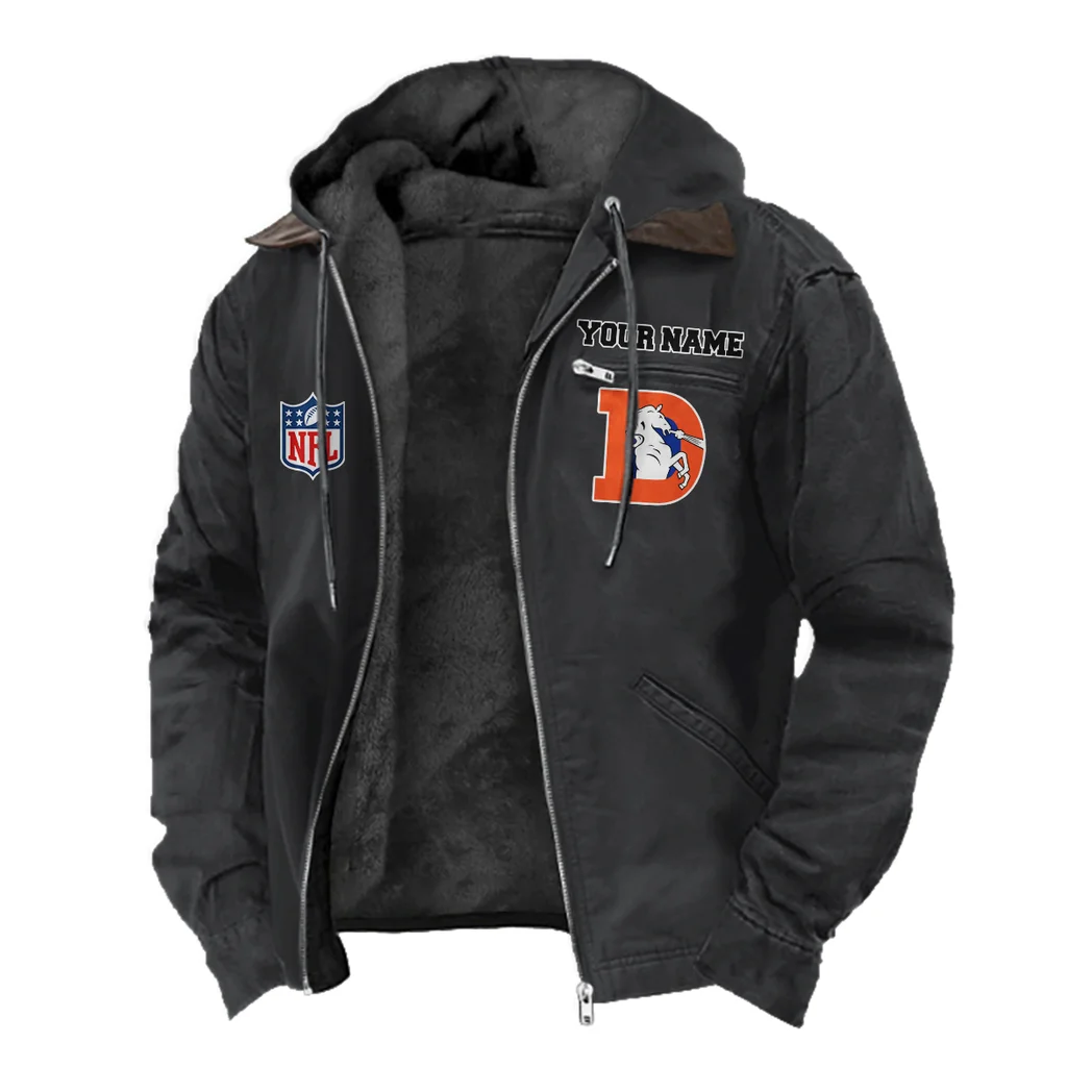 Orange Hooves Flannel Hoodie, Street Style Sport Hoodie HVN1460DB - Black - Image 2