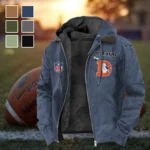 Orange Hooves Flannel Hoodie, Street Style Sport Hoodie HVN1460DB - Navy Blue