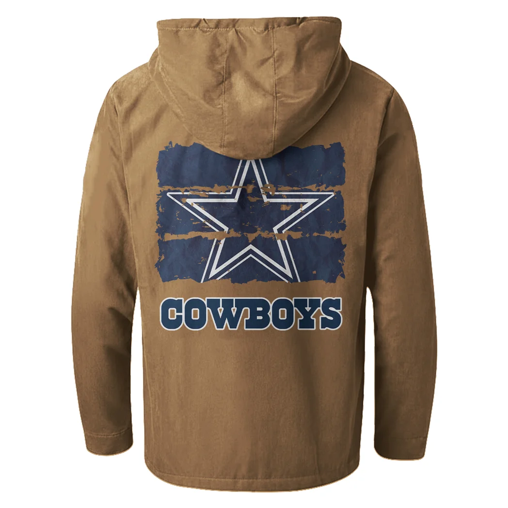 Game Day Spurs Flannel Hoodie, Warm Fan Flannel Hoodie HVN1460DC - Camel - Image 3