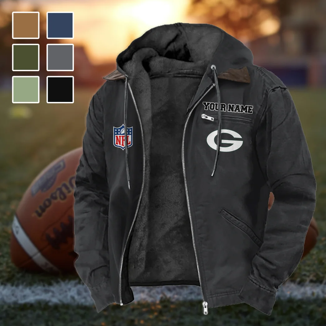 Titletown Fans Flannel Hoodie, Supporter Spirit Hooded Flannel HVN1460GP - Black
