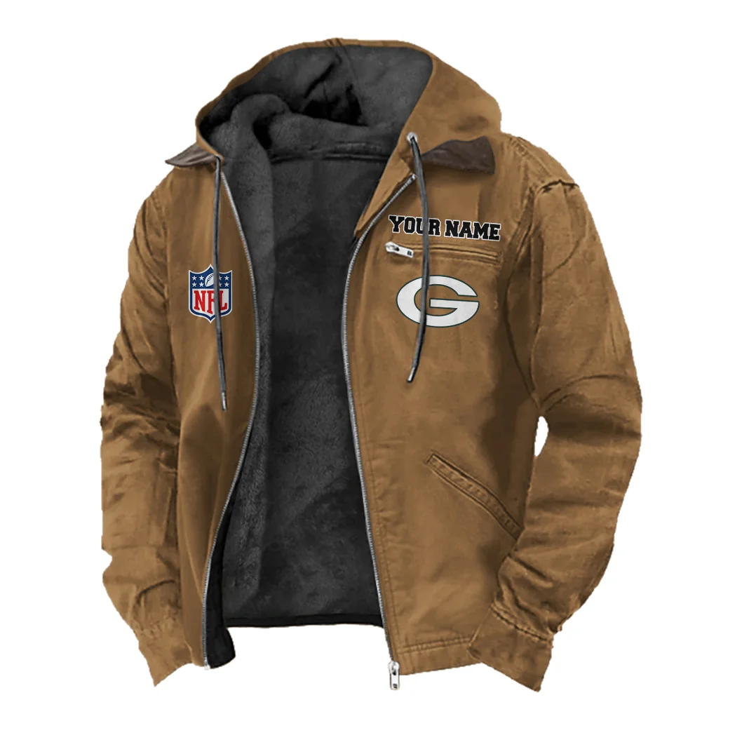 Titletown Fans Flannel Hoodie, Supporter Spirit Hooded Flannel HVN1460GP - Camel - Image 2