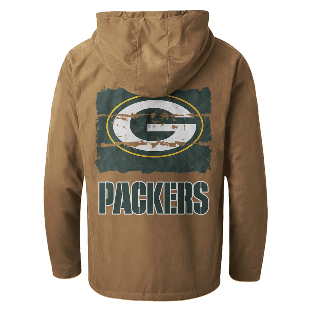 Titletown Fans Flannel Hoodie, Supporter Spirit Hooded Flannel HVN1460GP - Camel - Image 3