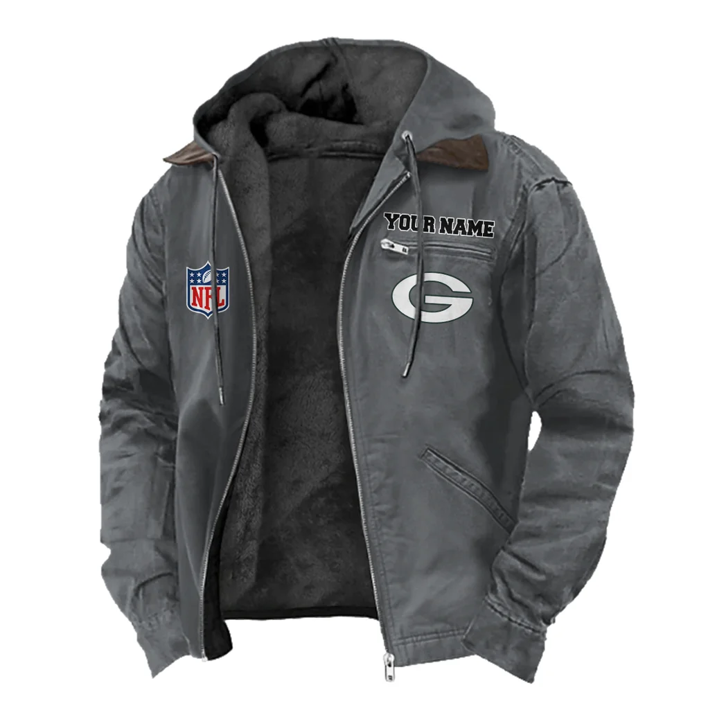 Titletown Fans Flannel Hoodie, Supporter Spirit Hooded Flannel HVN1460GP - Gray - Image 2