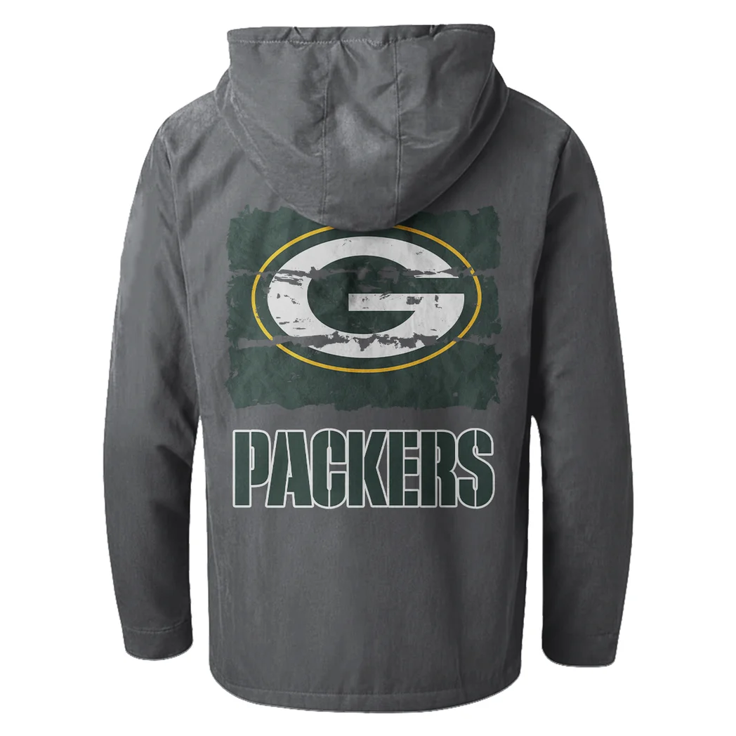 Titletown Fans Flannel Hoodie, Supporter Spirit Hooded Flannel HVN1460GP - Gray - Image 3