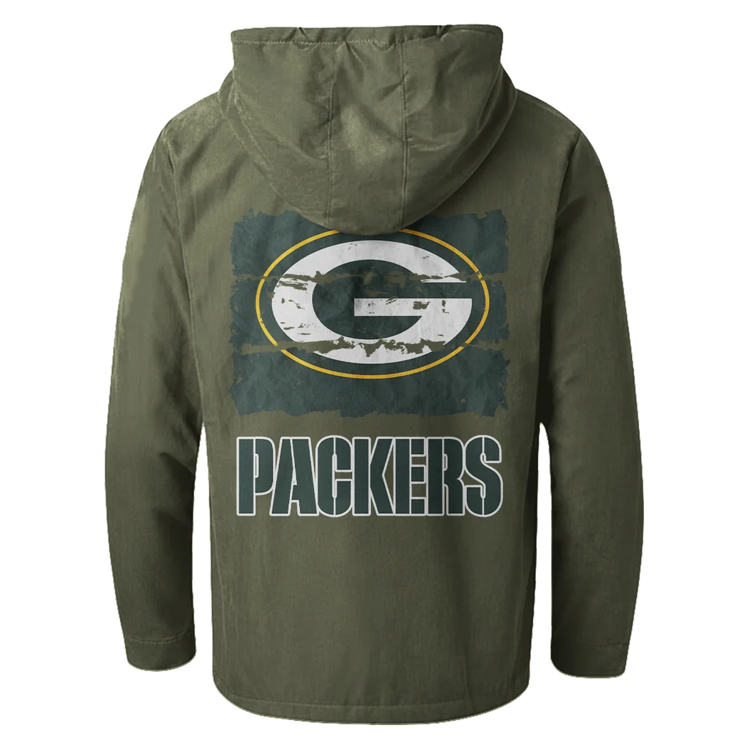 Titletown Fans Flannel Hoodie, Supporter Spirit Hooded Flannel HVN1460GP - Green - Image 3