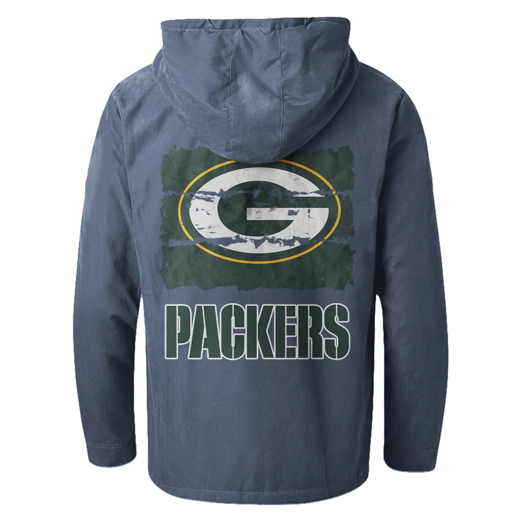 Titletown Fans Flannel Hoodie, Supporter Spirit Hooded Flannel HVN1460GP - Navy Blue - Image 3