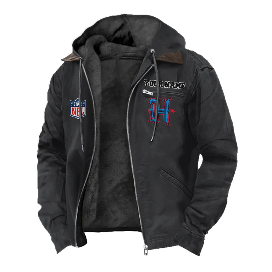 Texan Crew Flannel Hoodie, Athletic Lifestyle Fan Hoodie HVN1460HT - Black - Image 2