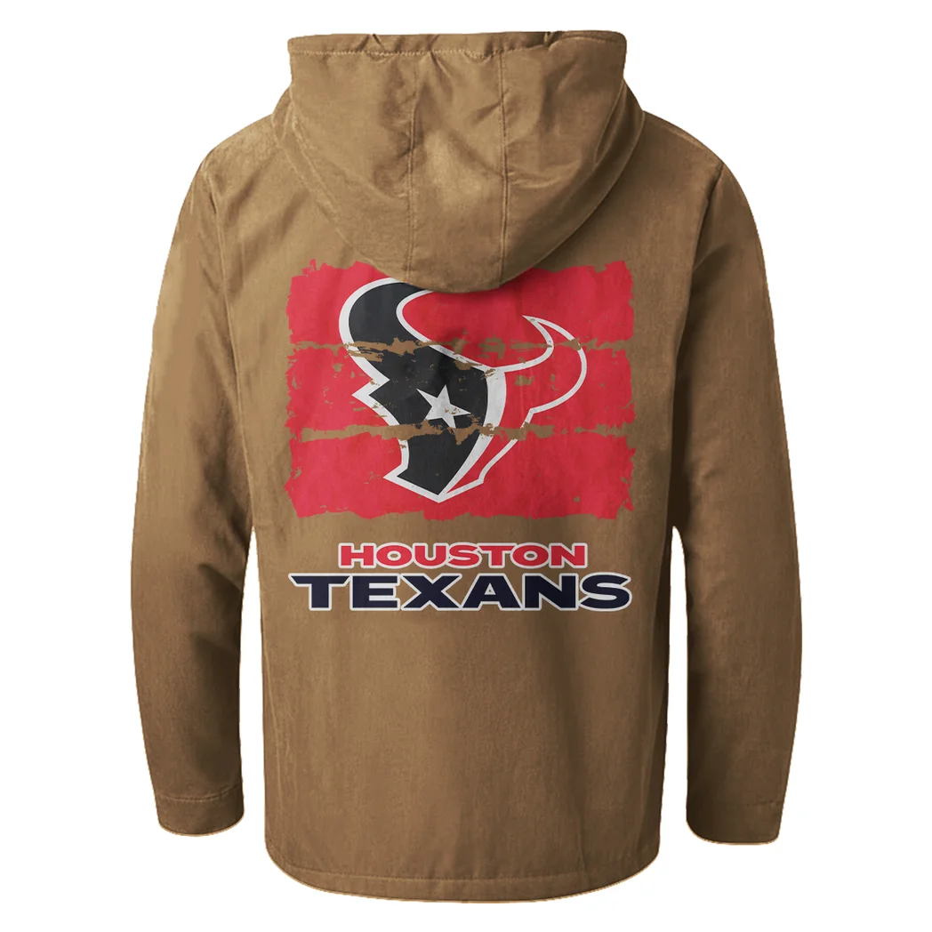Texan Crew Flannel Hoodie, Athletic Lifestyle Fan Hoodie HVN1460HT - Camel - Image 3