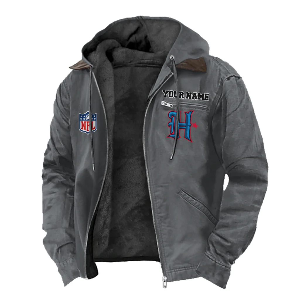 Texan Crew Flannel Hoodie, Athletic Lifestyle Fan Hoodie HVN1460HT - Gray - Image 2