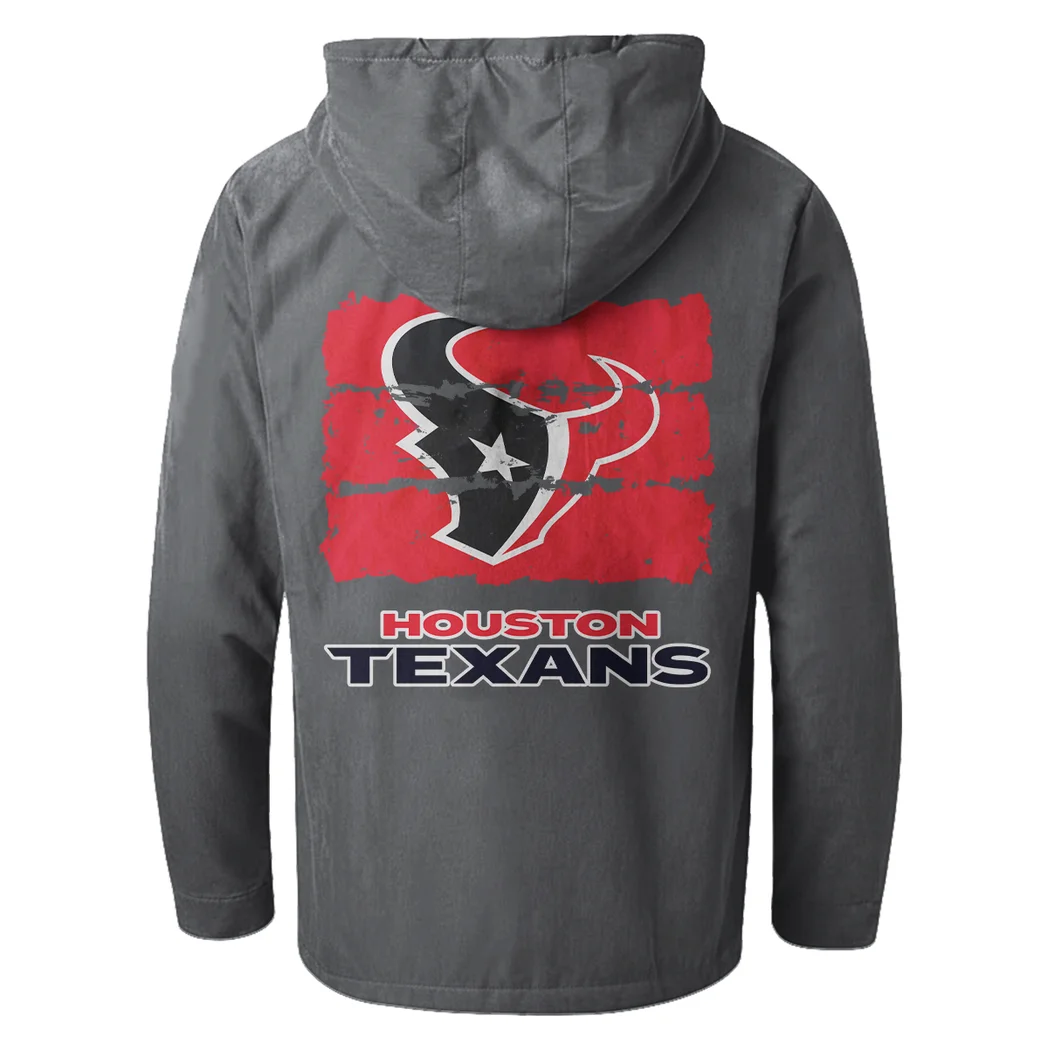 Texan Crew Flannel Hoodie, Athletic Lifestyle Fan Hoodie HVN1460HT - Gray - Image 3