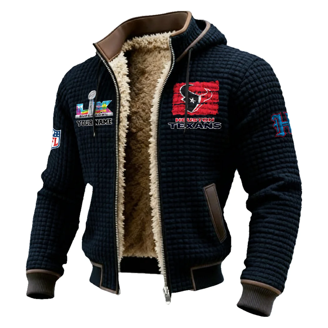 Texan Crew Fleece-Lined Hooded Jacket, Wind-Blocker Insulated Hoody HVN1460HT - Black - Image 2