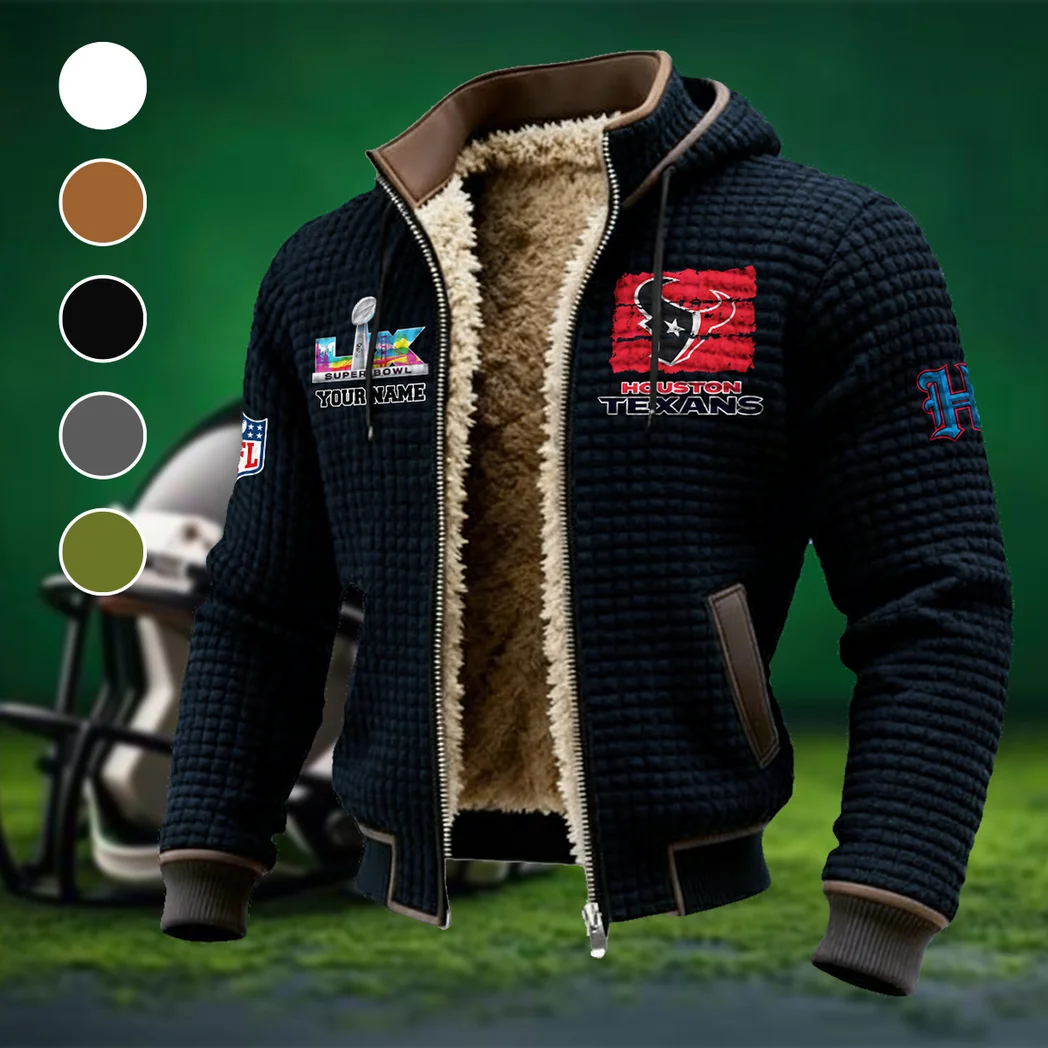 Texan Crew Fleece-Lined Hooded Jacket, Wind-Blocker Insulated Hoody HVN1460HT - Black