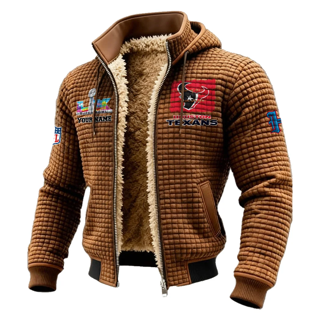 Texan Crew Fleece-Lined Hooded Jacket, Wind-Blocker Insulated Hoody HVN1460HT - brown - Image 2