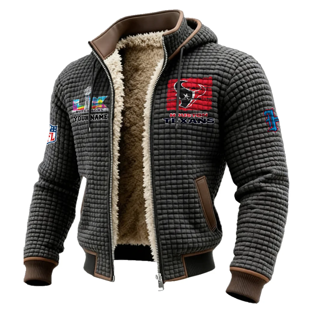 Texan Crew Fleece-Lined Hooded Jacket, Wind-Blocker Insulated Hoody HVN1460HT - Grey - Image 2