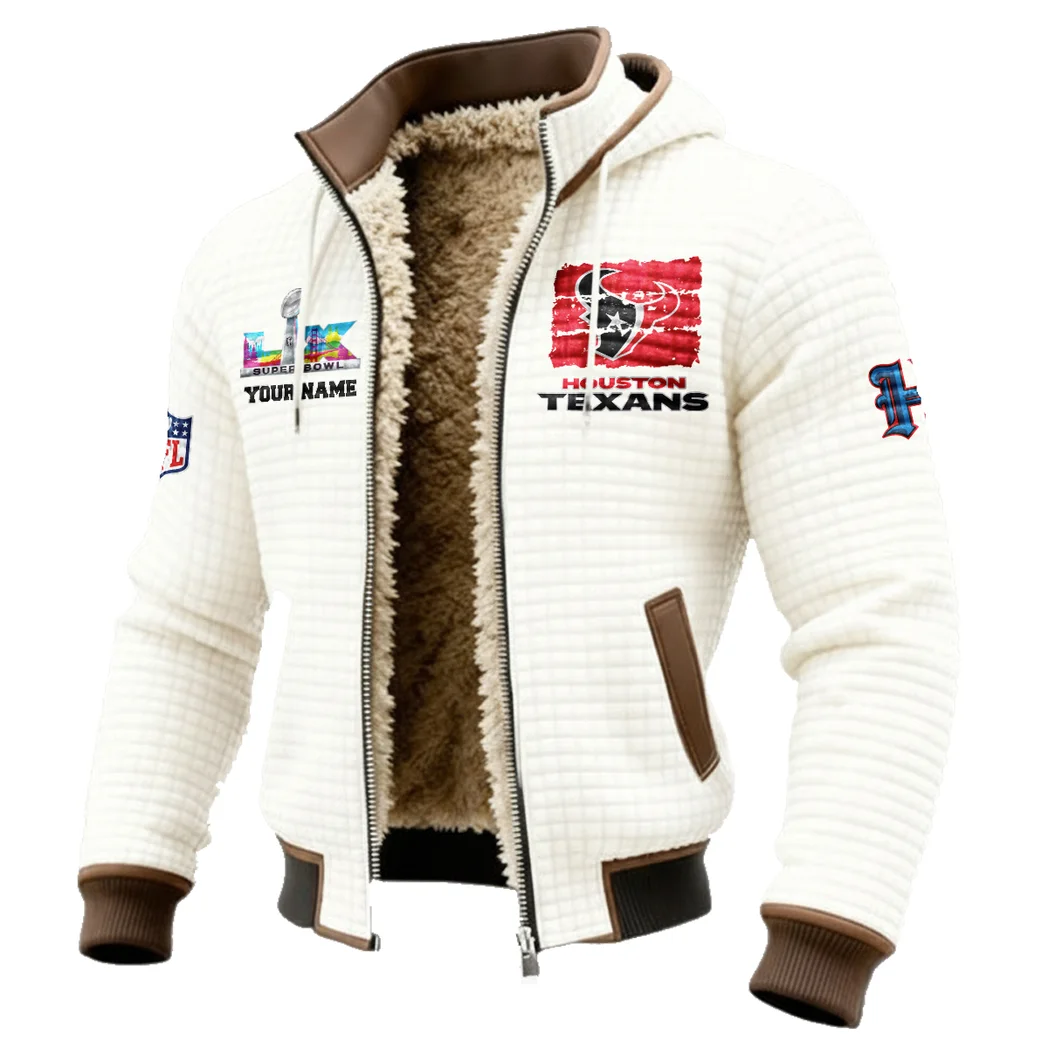 Texan Crew Fleece-Lined Hooded Jacket, Wind-Blocker Insulated Hoody HVN1460HT - White - Image 2