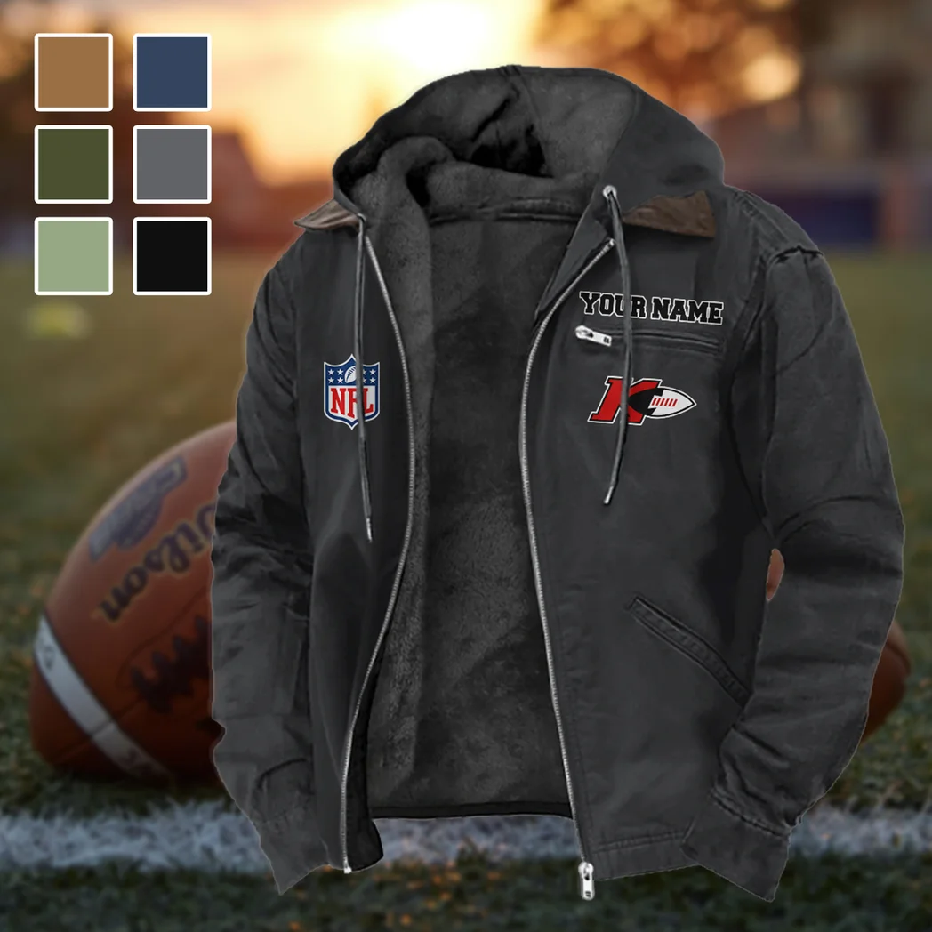 Game Day Squad Flannel Hoodie, Bold Supporter Flannel Hoodie HVN1460KC - Black