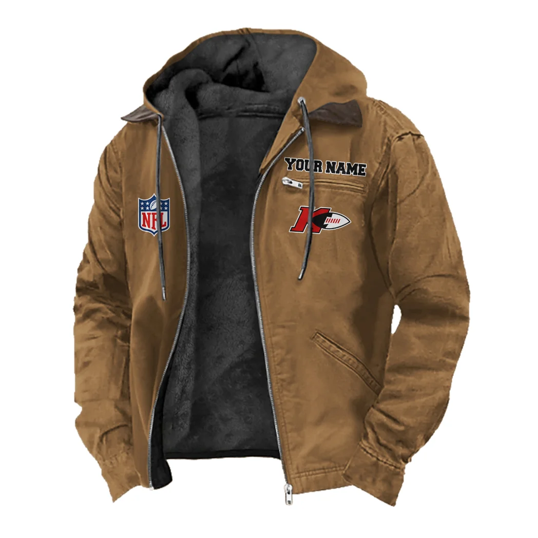 Game Day Squad Flannel Hoodie, Bold Supporter Flannel Hoodie HVN1460KC - Camel - Image 2