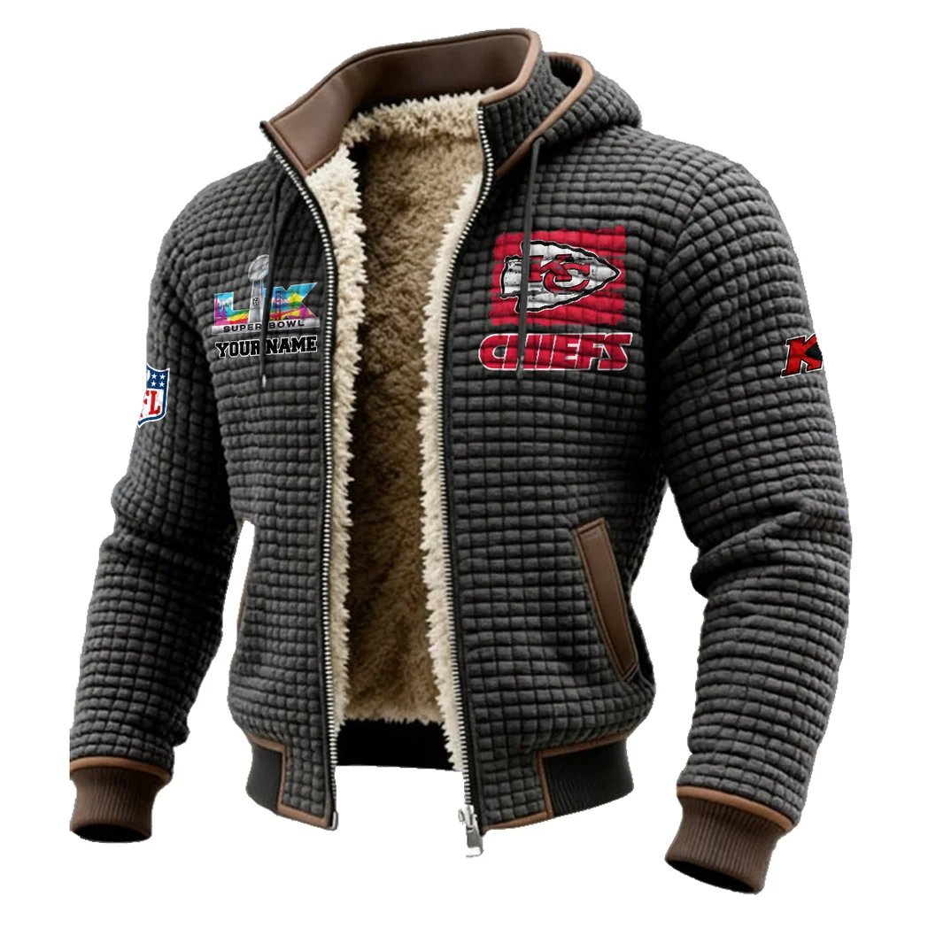 Game Day Squad Fleece-Lined Hooded Jacket, Elemental Guard Sport Jacket HVN1460KC - Grey - Image 2