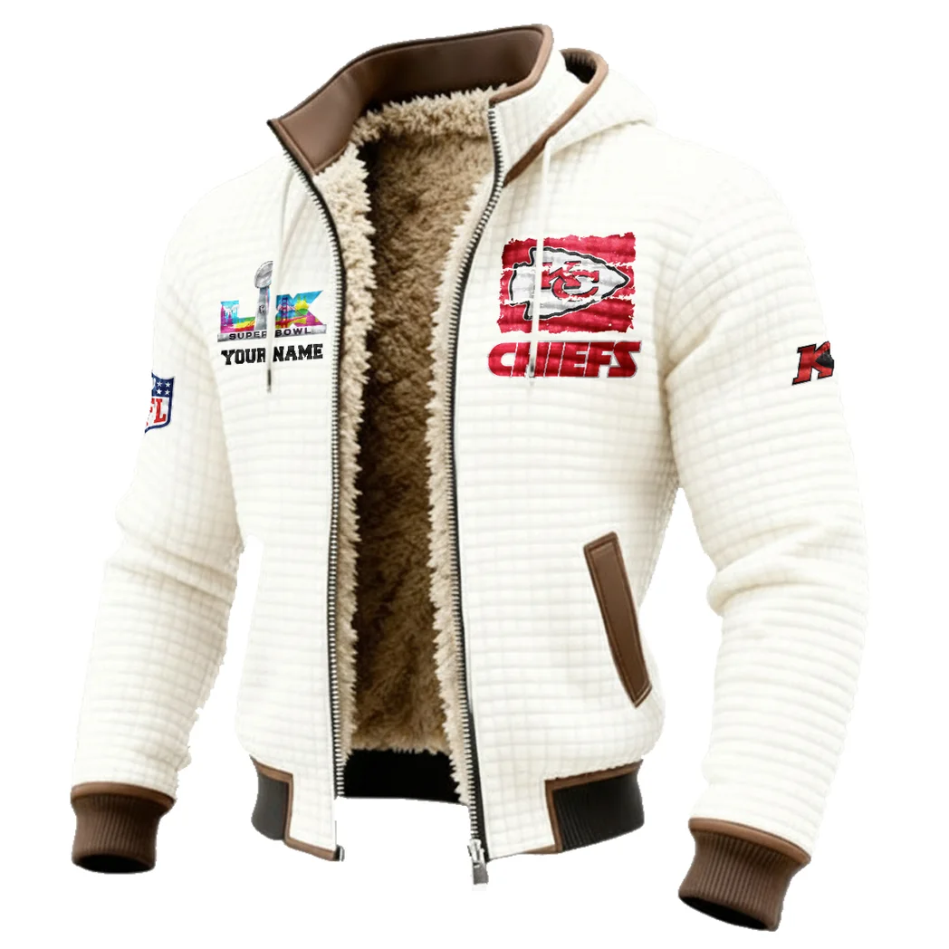 Game Day Squad Fleece-Lined Hooded Jacket, Elemental Guard Sport Jacket HVN1460KC - White - Image 2