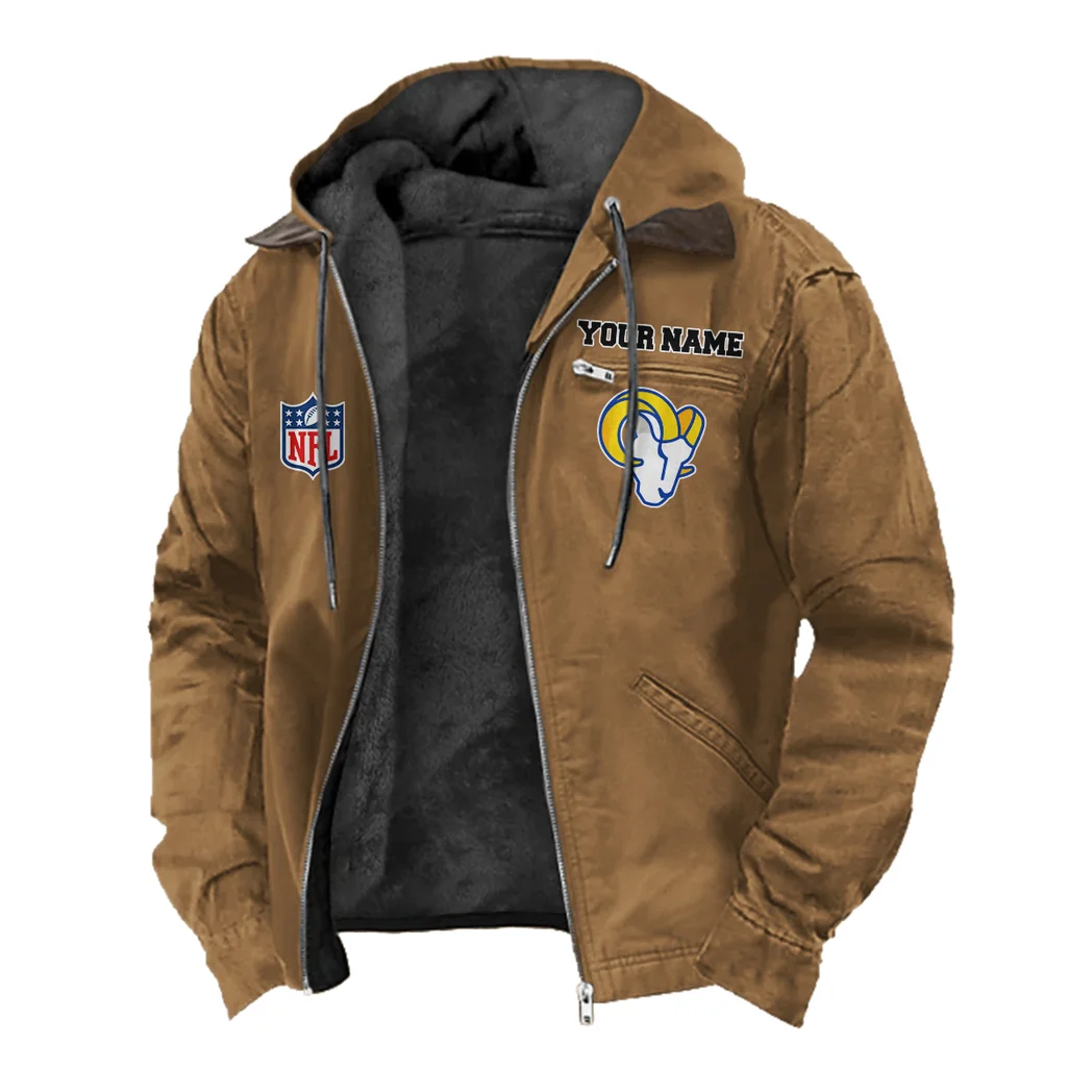 Blue Horns Flannel Hoodie, True Fan Hooded Flannel HVN1460LA - Camel - Image 2