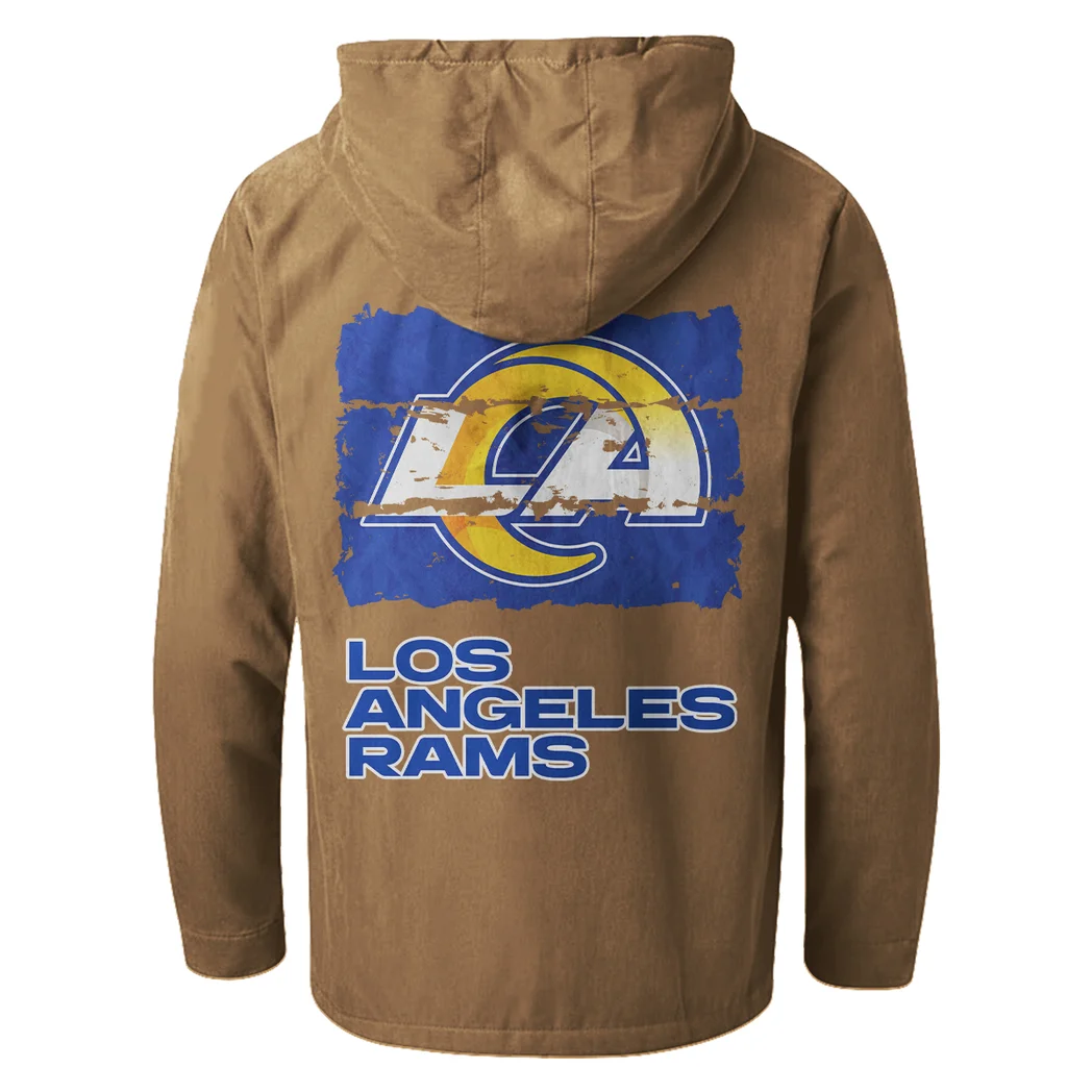 Blue Horns Flannel Hoodie, True Fan Hooded Flannel HVN1460LA - Camel - Image 3
