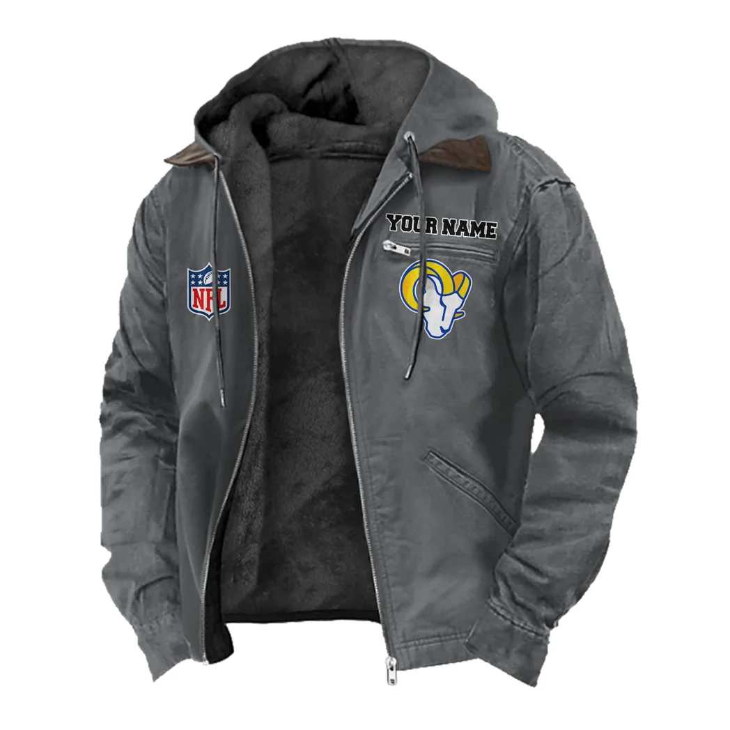 Blue Horns Flannel Hoodie, True Fan Hooded Flannel HVN1460LA - Gray - Image 2