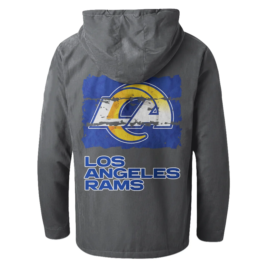 Blue Horns Flannel Hoodie, True Fan Hooded Flannel HVN1460LA - Gray - Image 3