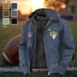 Blue Horns Flannel Hoodie, True Fan Hooded Flannel HVN1460LA - Navy Blue