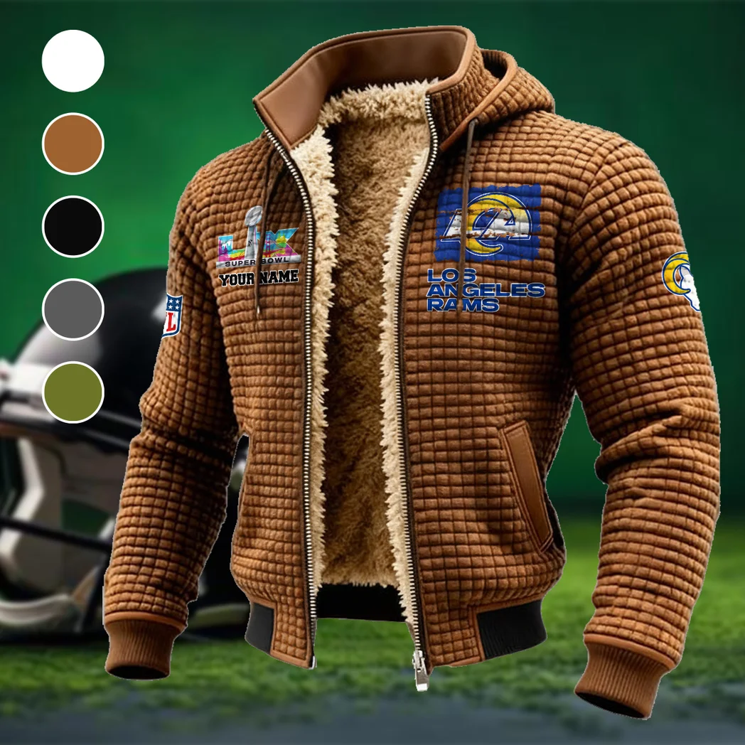 Blue Horns Fleece-Lined Hooded Jacket, Water-Resistant Thermal Hoody HVN1460LA - brown