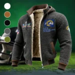 Blue Horns Fleece-Lined Hooded Jacket, Water-Resistant Thermal Hoody HVN1460LA - Grey