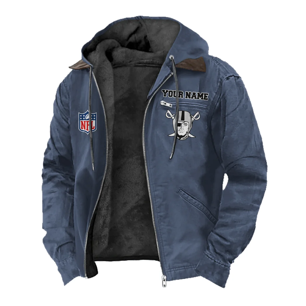 Silver Crew Flannel Hoodie, Loyal Supporter Sport Hoodie HVN1460LV - Navy Blue - Image 2