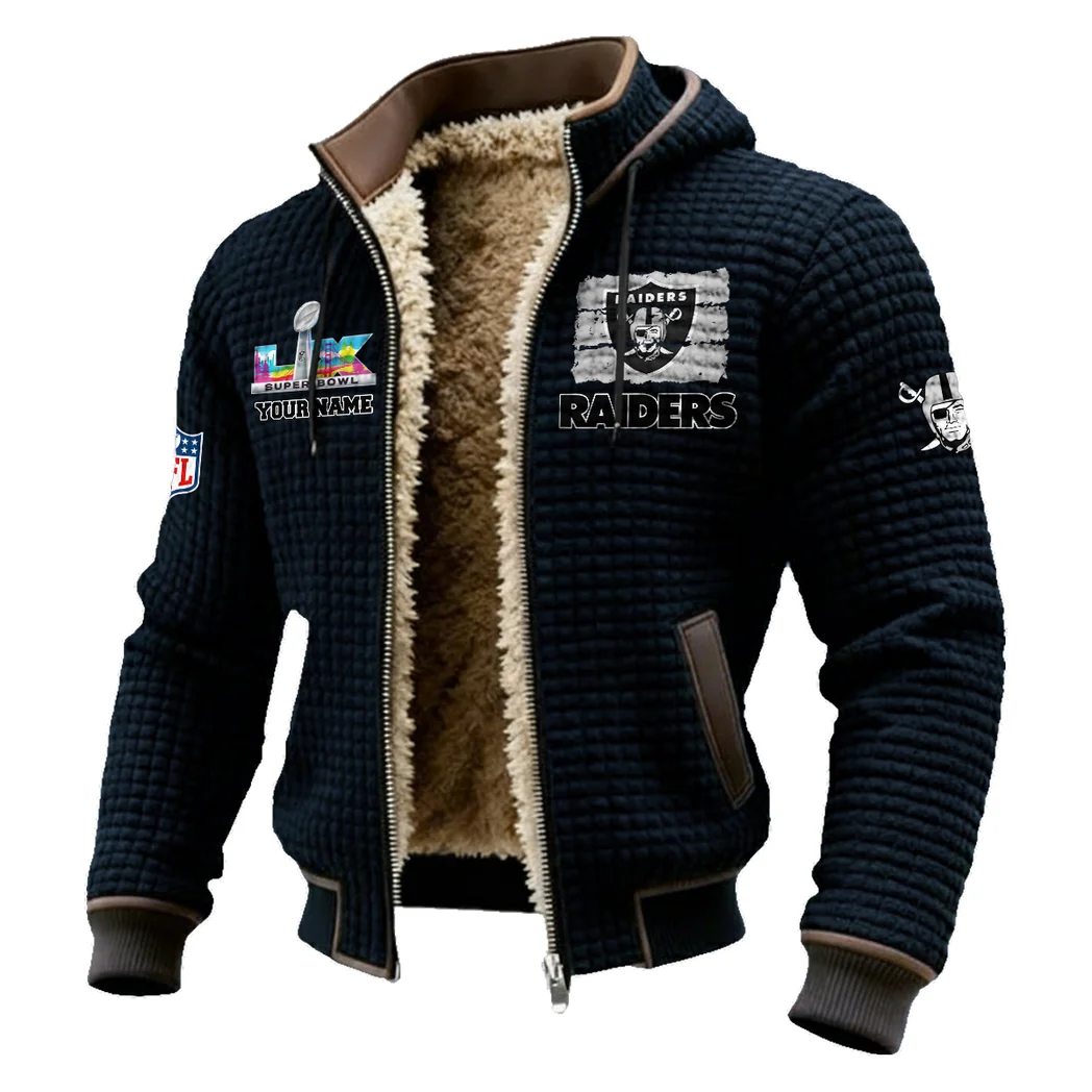 Silver Crew Fleece-Lined Hooded Jacket, Deep Winter Insulated Hoody HVN1460LV - Black - Image 2