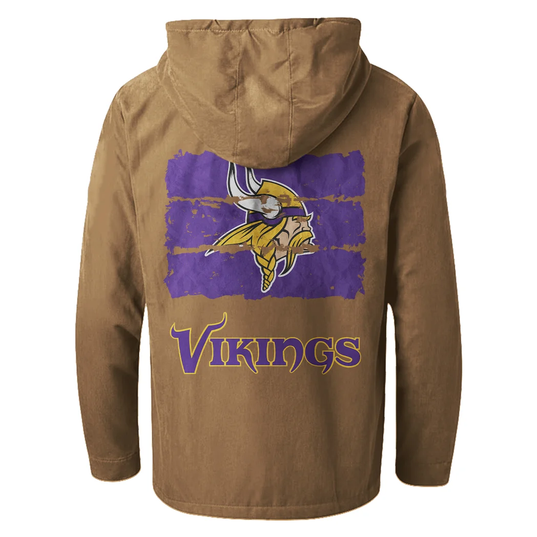 Game Day Raiders Flannel Hoodie, Rugged Sport Flannel Hoodie HVN1460MV - Camel - Image 3