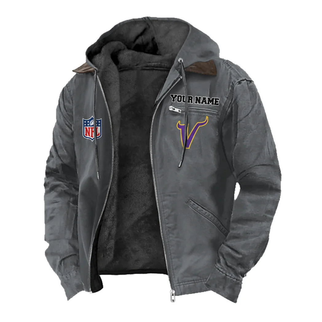 Game Day Raiders Flannel Hoodie, Rugged Sport Flannel Hoodie HVN1460MV - Gray - Image 2