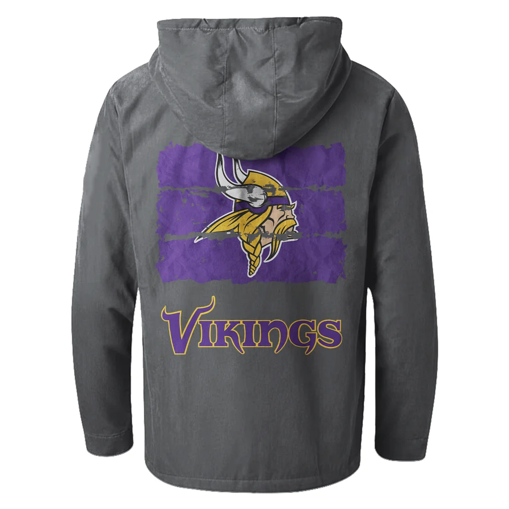 Game Day Raiders Flannel Hoodie, Rugged Sport Flannel Hoodie HVN1460MV - Gray - Image 3