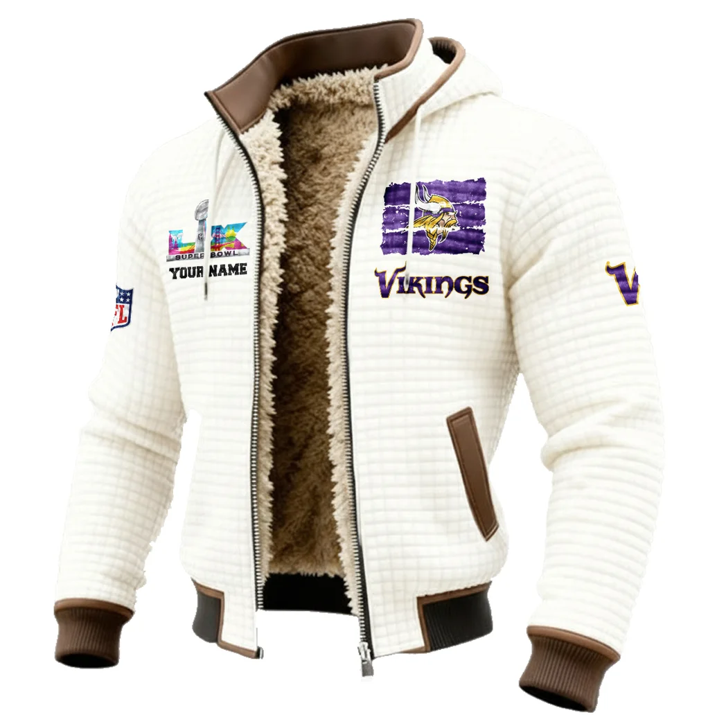 Game Day Raiders Fleece-Lined Hooded Jacket, Rugged Terrain Fleece Hoody HVN1460MV - White - Image 2