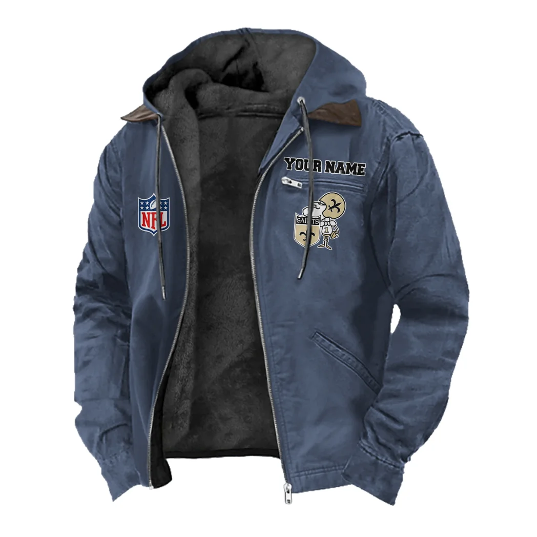 Game Day Squad Flannel Hoodie, Sport Vibe Hooded Flannel HVN1460NS - Navy Blue - Image 2