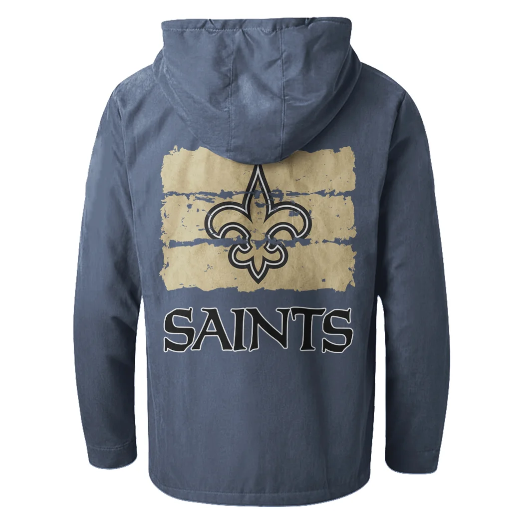 Game Day Squad Flannel Hoodie, Sport Vibe Hooded Flannel HVN1460NS - Navy Blue - Image 3