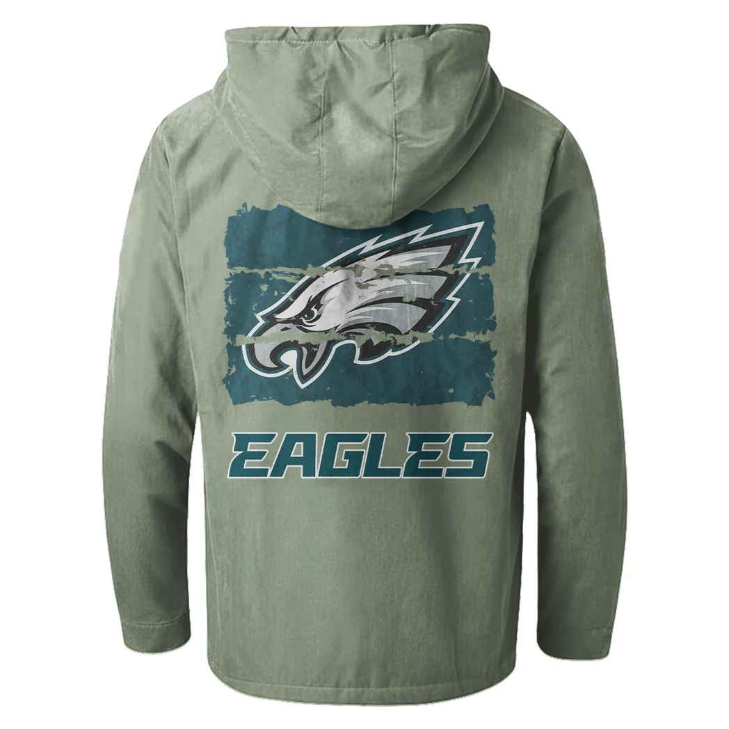 Fan Squad Flannel Hoodie, Cold Game Day Hoodie HVN1460PE - Light Green - Image 3