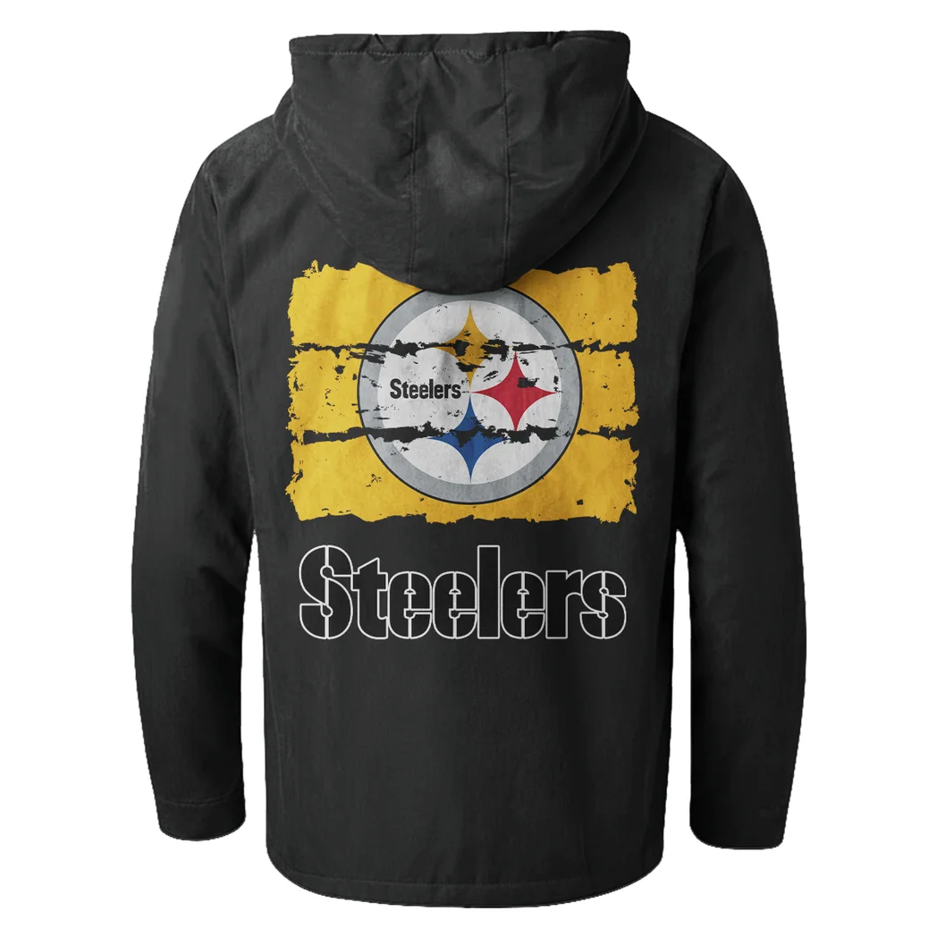 Football Steel Crew Flannel Hoodie, Supporter Spirit Hooded Flannel HVN1460PS - Black - Image 3