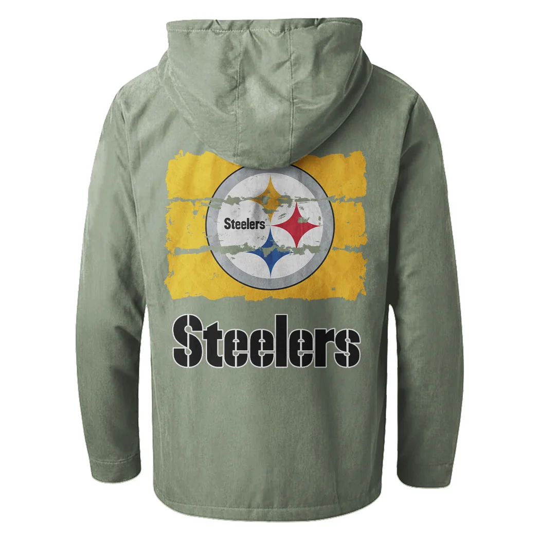 Football Steel Crew Flannel Hoodie, Supporter Spirit Hooded Flannel HVN1460PS - Light Green - Image 3