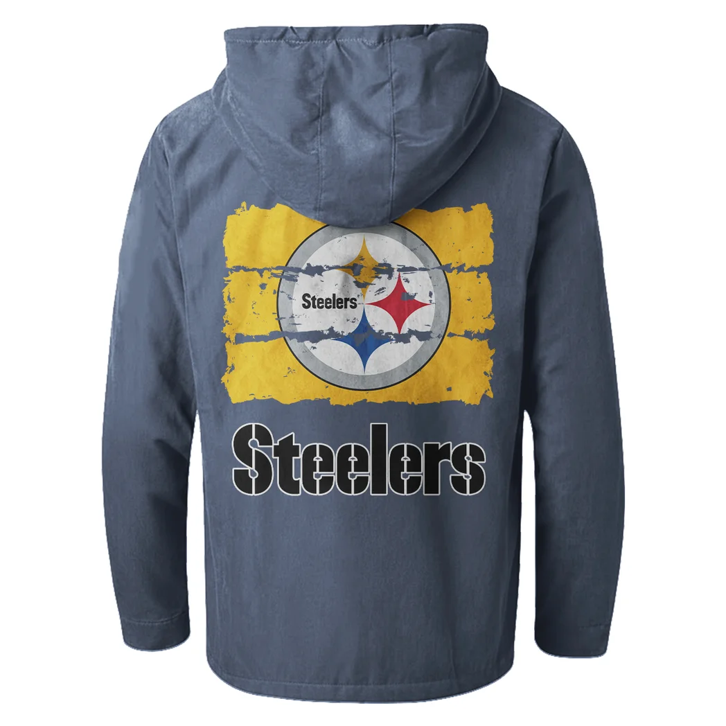 Football Steel Crew Flannel Hoodie, Supporter Spirit Hooded Flannel HVN1460PS - Navy Blue - Image 3