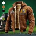 Football Steel Crew Fleece-Lined Hooded Jacket, High-Density Comfort Fleece HVN1460PS - brown