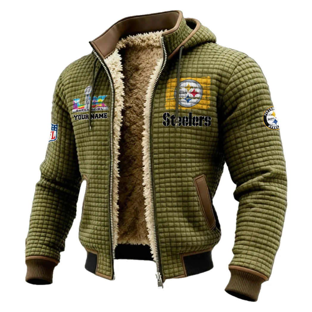 Football Steel Crew Fleece-Lined Hooded Jacket, High-Density Comfort Fleece HVN1460PS - Green - Image 2