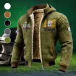 Football Steel Crew Fleece-Lined Hooded Jacket, High-Density Comfort Fleece HVN1460PS - Green