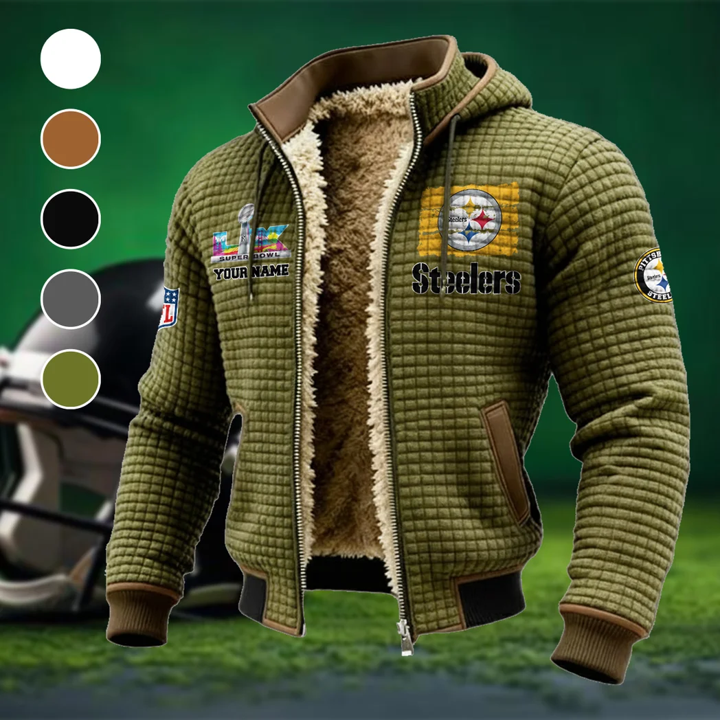 Football Steel Crew Fleece-Lined Hooded Jacket, High-Density Comfort Fleece HVN1460PS - Green