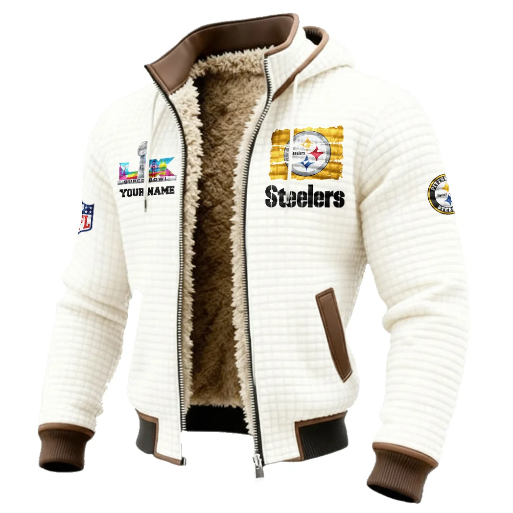 Football Steel Crew Fleece-Lined Hooded Jacket, High-Density Comfort Fleece HVN1460PS - White - Image 2